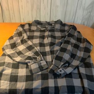 Joan Rivers Black and Gray Brushed Flannel Buffalo Check Boyfriend Shirt